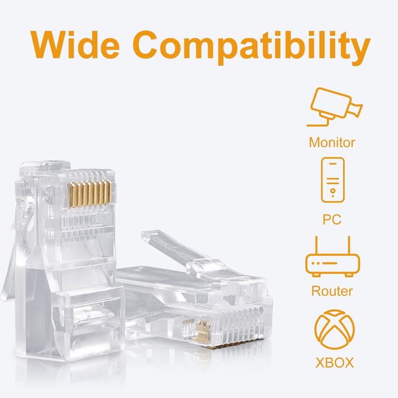 SHD RJ45 Connectors, RJ45 Ends Cat6 Connector Cat5e Connector Cat5 Connectors Ethernet Cable Crimp Connectors-50Pcs - Image 5